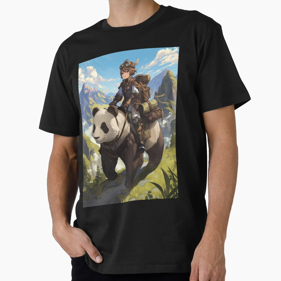 Anime boy traveling on panda by TheArtistOf2022 - Adult & Kids T-Shirts, Sweatshirts & Hoodies apparel design preview 1