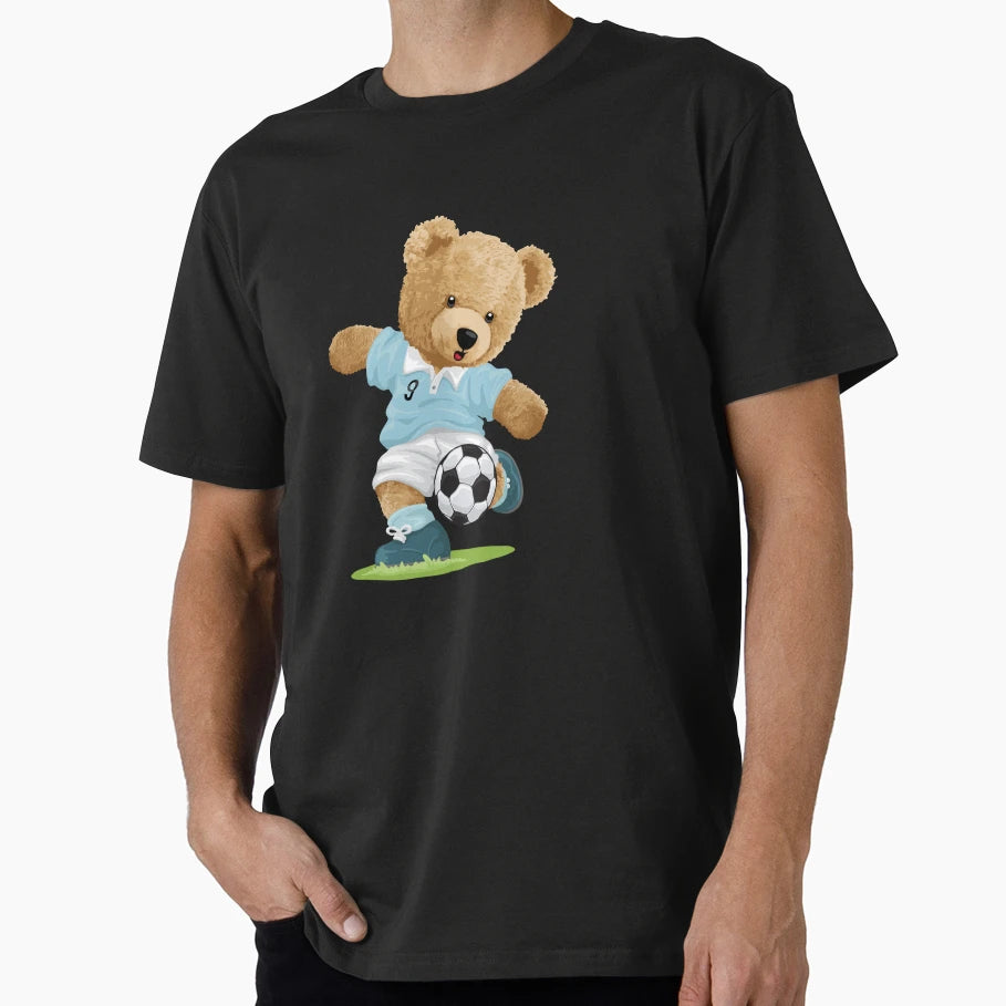 Teddy Bear Playing Soccer T-Shirt - Fun Novelty Design for Adults - T-Shirt, Sweatshirt, Hoodie