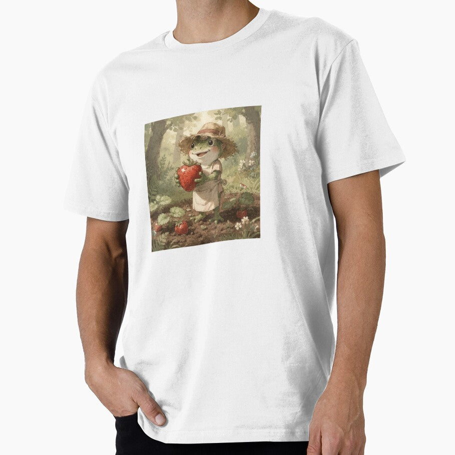 Proud Frog Gardener Holding One Giant Strawberry by - Adult & Kids T-Shirts, Sweatshirts & Hoodies apparel design preview 1