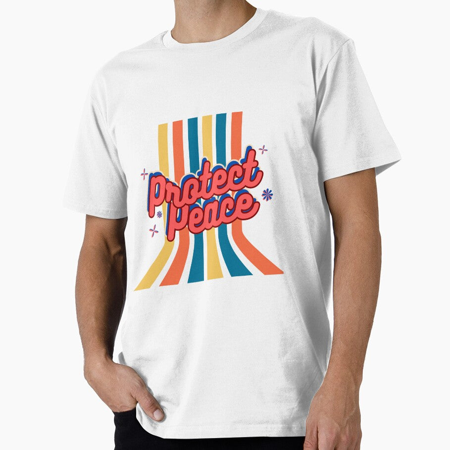 Protect Peace groovy typography statement 70s Retro - Adult & Kids T-Shirts, Sweatshirts & Hoodies apparel design preview 1