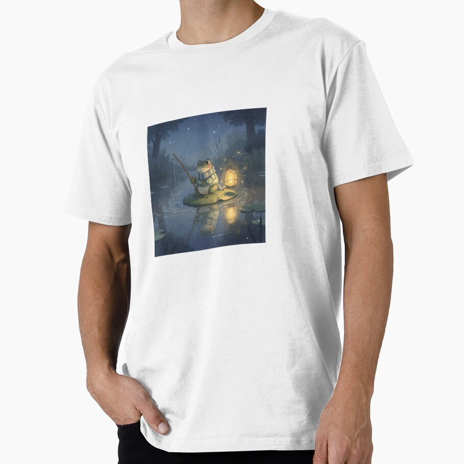 Frog Night-Fisher by Lantern Light PictorialWhimsy - Adult & Kids T-Shirts, Sweatshirts & Hoodies apparel design preview 1
