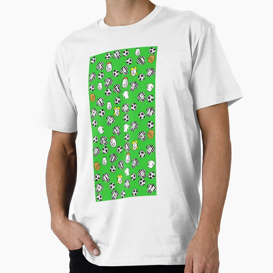 Cartoon Footballs Black White Striped T-Shirt - Minimalist Print Men Women - T-Shirt, Sweatshirt, Hoodie