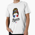 France Pop Art Woman Vintage Woodcut French Flag - Adult & Kids T-Shirts, Sweatshirts & Hoodies apparel design preview 1
