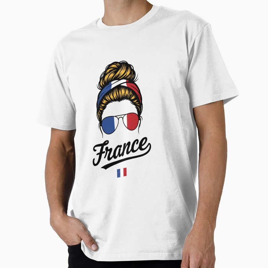 France Pop Art Woman Vintage Woodcut French Flag - Adult & Kids T-Shirts, Sweatshirts & Hoodies apparel design preview 1