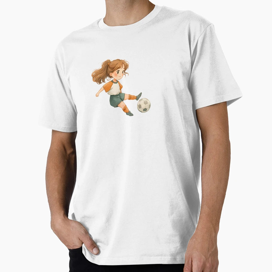 Chibi Soccer Sporty Watercolor Art T-Shirt - Novelty Apparel Men Women - T-Shirt, Sweatshirt, Hoodie