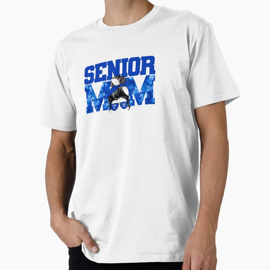 Senior Mom Class 22 Blue White Tie Dye T-Shirt - Unique Graphic for Adults - T-Shirt, Sweatshirt, Hoodie