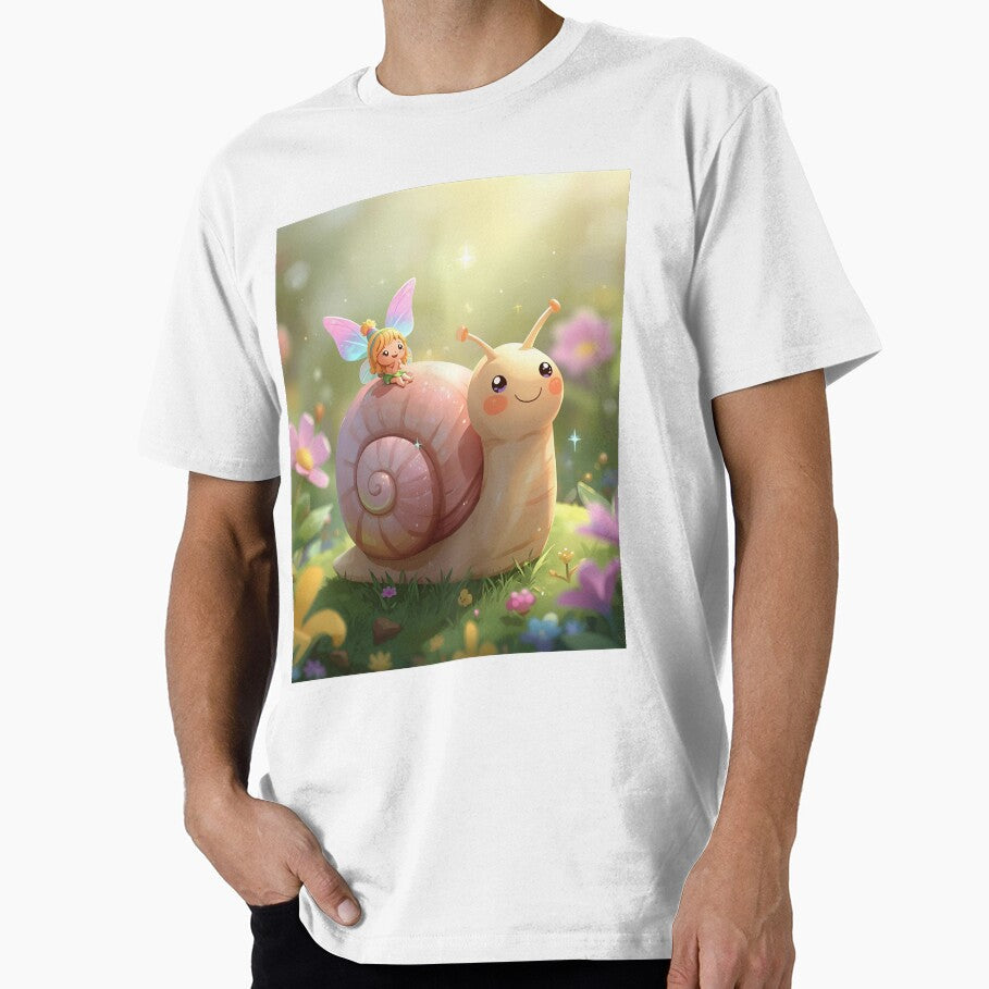 Little elf rides on snail through the fairytale - Adult & Kids T-Shirts, Sweatshirts & Hoodies apparel design preview 1