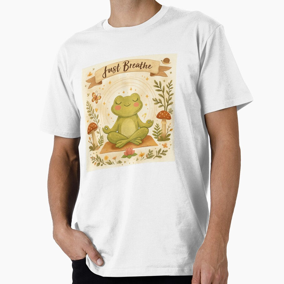 Just breathe Cute Frog Mindfulness Art by Turiva - Adult & Kids T-Shirts, Sweatshirts & Hoodies apparel design preview 1
