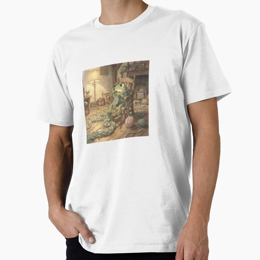 The Overambitious Frog Knitter by PictorialWhimsy - Adult & Kids T-Shirts, Sweatshirts & Hoodies apparel design preview 1