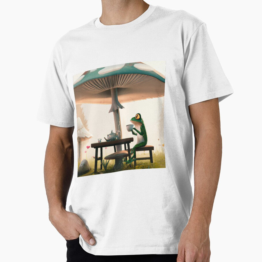 Cute Frog Relaxed in the Forest sitting on a bench - Adult & Kids T-Shirts, Sweatshirts & Hoodies apparel design preview 1