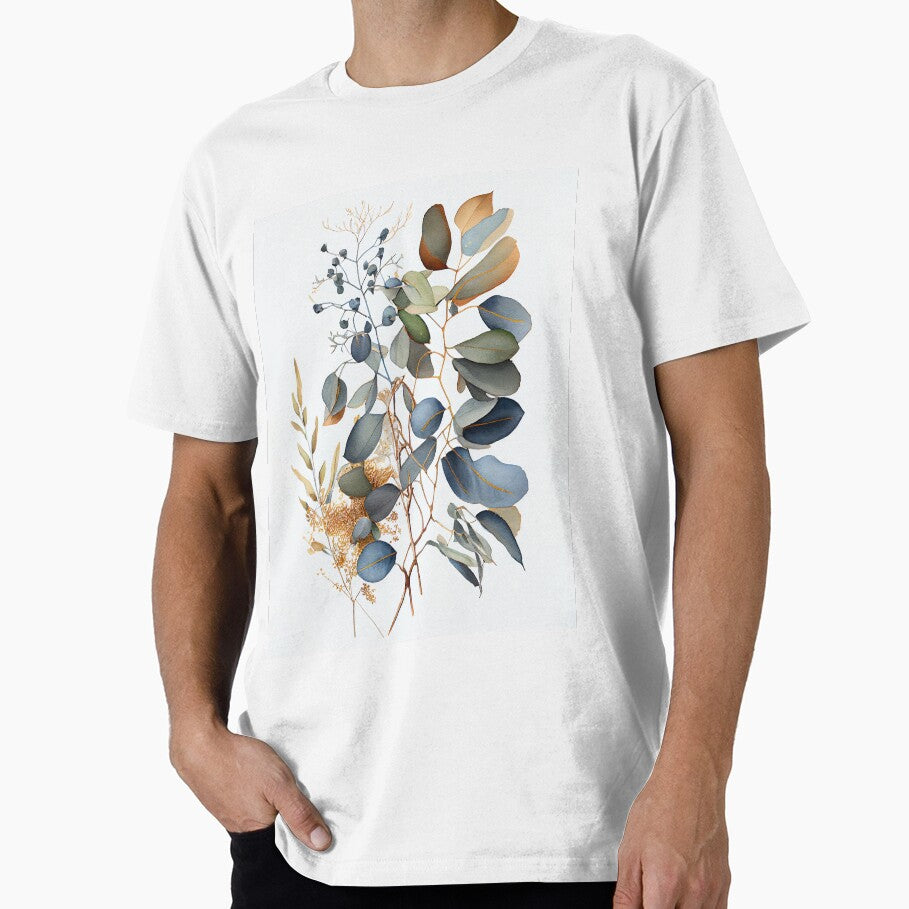 Boho Wall Decor Blue and Gold Eucalyptus Art For - Adult & Kids T-Shirts, Sweatshirts & Hoodies apparel design preview 1