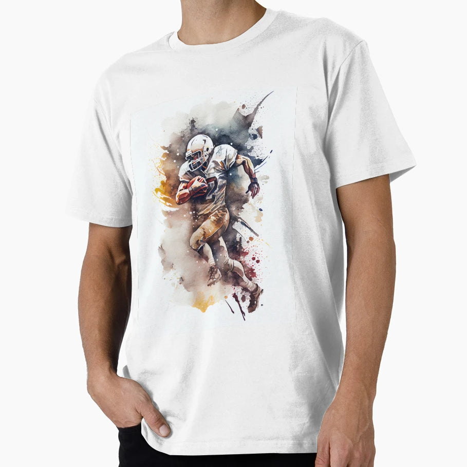 American Football Player Watercolour T-Shirt - Novelty Apparel for Adults - T-Shirt, Sweatshirt, Hoodie