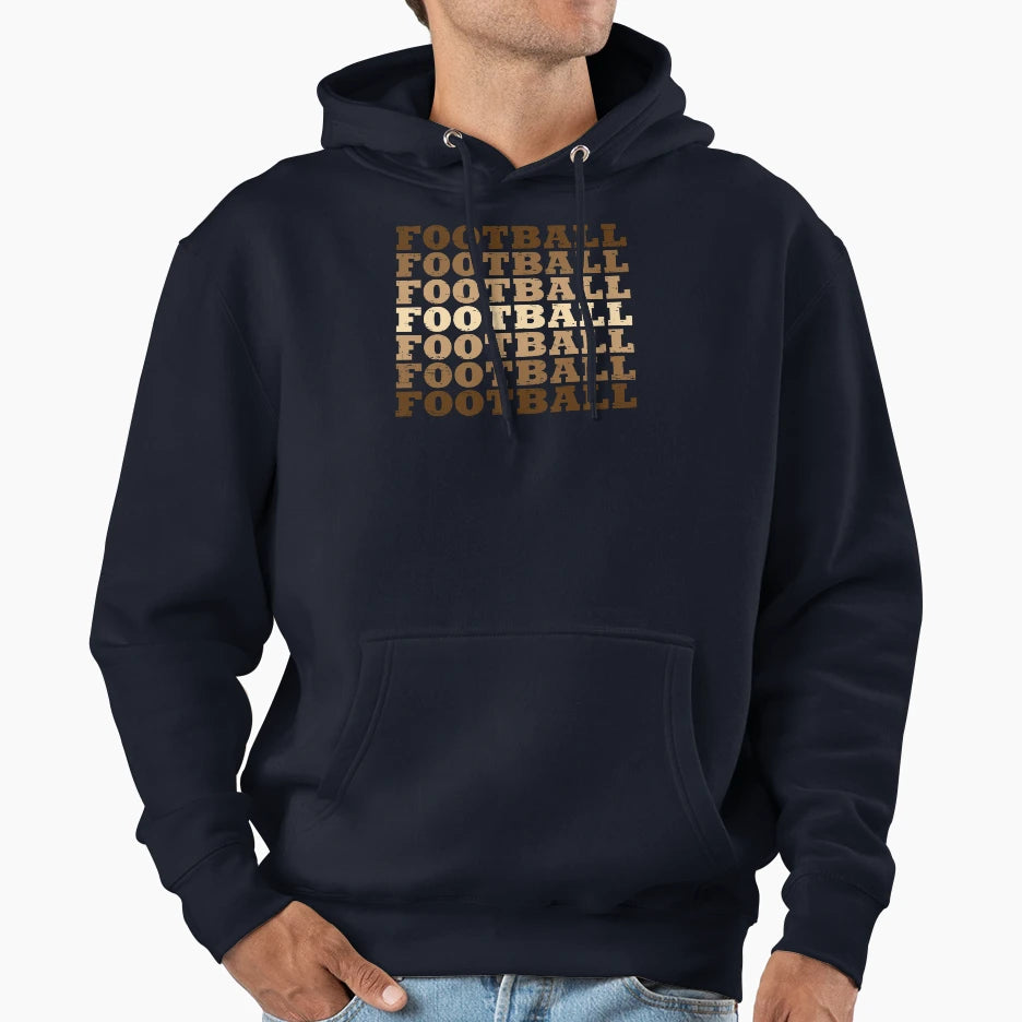 Football Distressed Repeated Gradient Hoodie - Casual Everyday Wear Unisex - T-Shirt, Sweatshirt, Hoodie