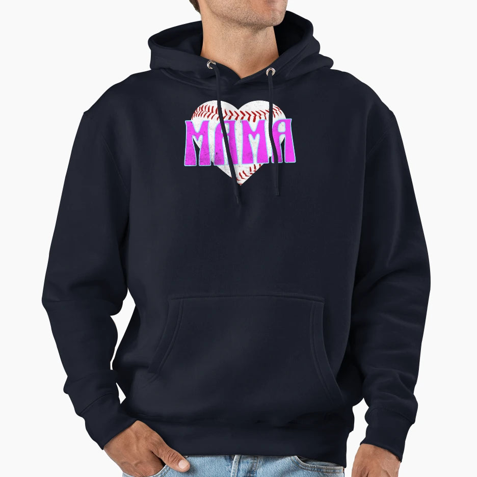 Baseball Mama Hoodie - Fun Novelty Design for Adults - T-Shirt, Sweatshirt, Hoodie