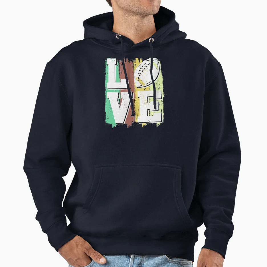 Love And Football Hoodie - Fun Novelty Design Men Women - T-Shirt, Sweatshirt, Hoodie