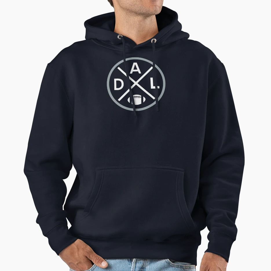 Dallas Football Emblem Dal Hoodie - Novelty Apparel for Adults - T-Shirt, Sweatshirt, Hoodie