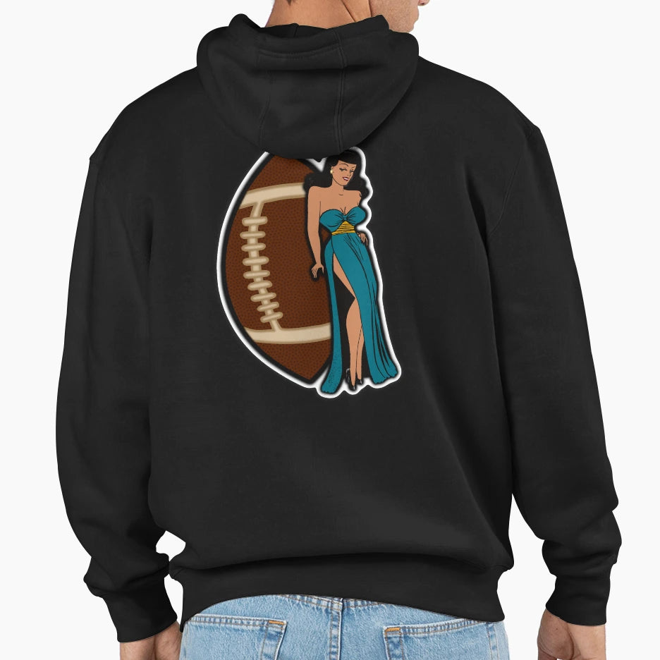 Jacksonville Football Babe Hoodie - Graphic Print for Adults - T-Shirt, Sweatshirt, Hoodie