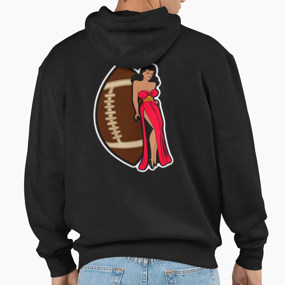 Kansas City Football Babe Hoodie - Custom Art Print Unisex - T-Shirt, Sweatshirt, Hoodie