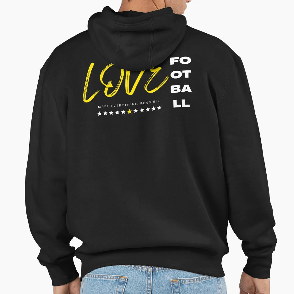 Love Football Yellow Hoodie - Custom Art Print Men Women - T-Shirt, Sweatshirt, Hoodie