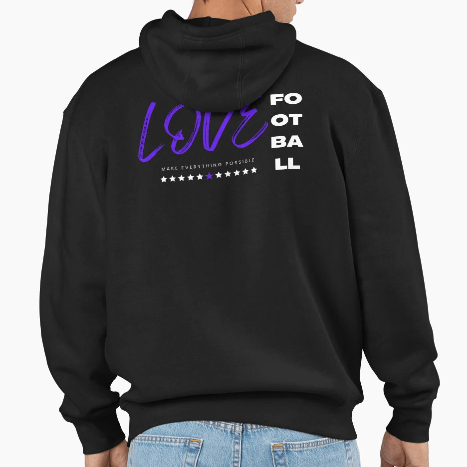 Love Football Blue Hoodie - Fun Novelty Design for Adults - T-Shirt, Sweatshirt, Hoodie