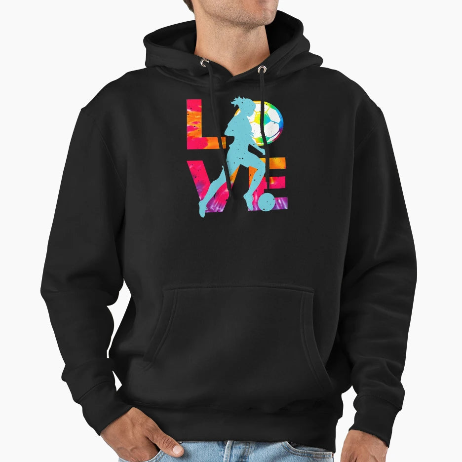 Love Feminine Soccer Funny Psychedelic Hoodie - Graphic Print for Adults - T-Shirt, Sweatshirt, Hoodie
