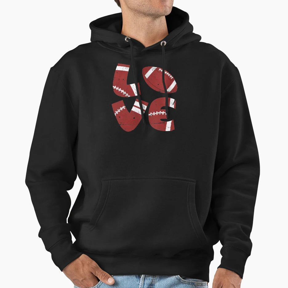 Love Football Hoodie - Fun Novelty Design for Adults - T-Shirt, Sweatshirt, Hoodie