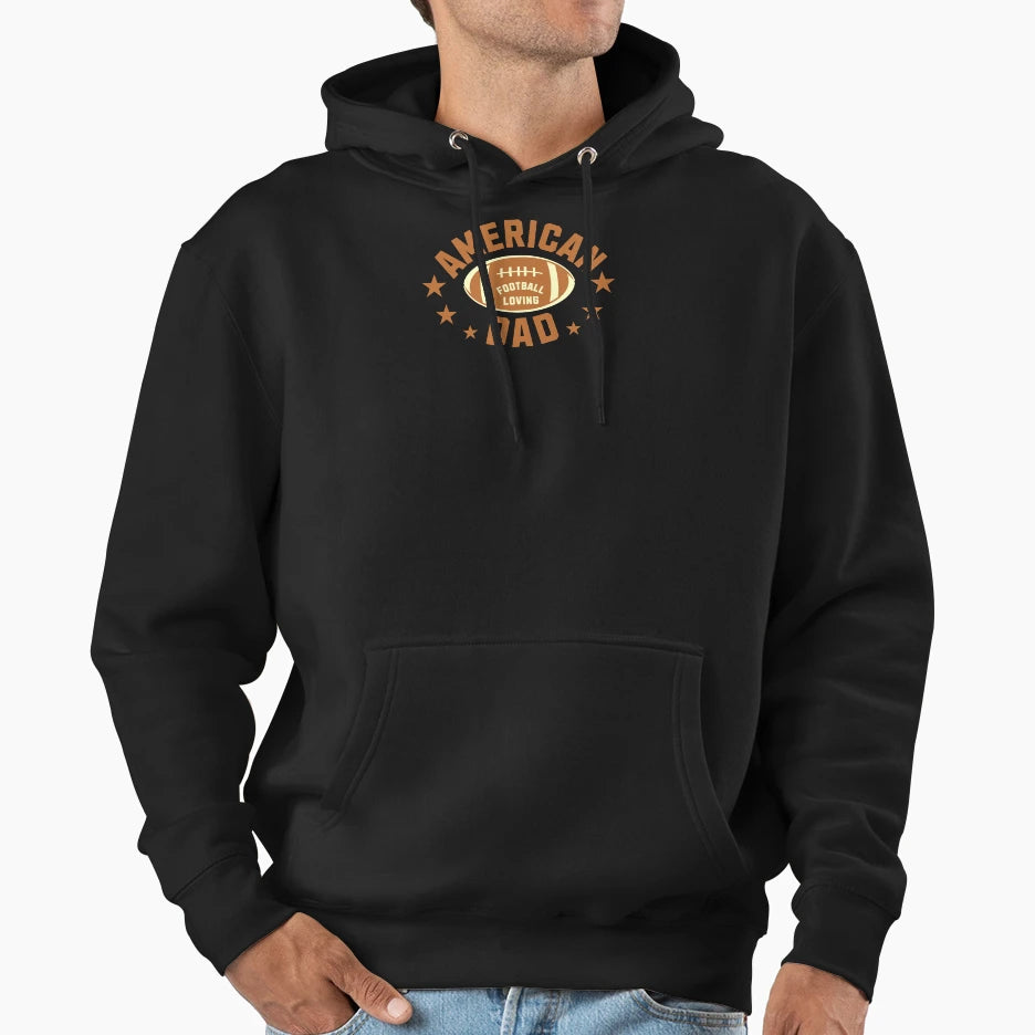Usa American Football Loving Dad Hoodie - Custom Art Print Men Women - T-Shirt, Sweatshirt, Hoodie