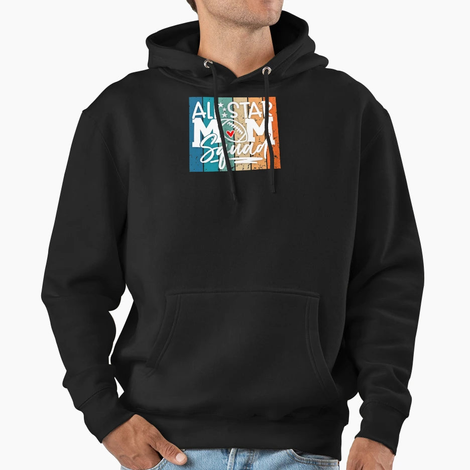 All Star Football Mom Squad Colorful Hoodie - Graphic Print Men Women - T-Shirt, Sweatshirt, Hoodie
