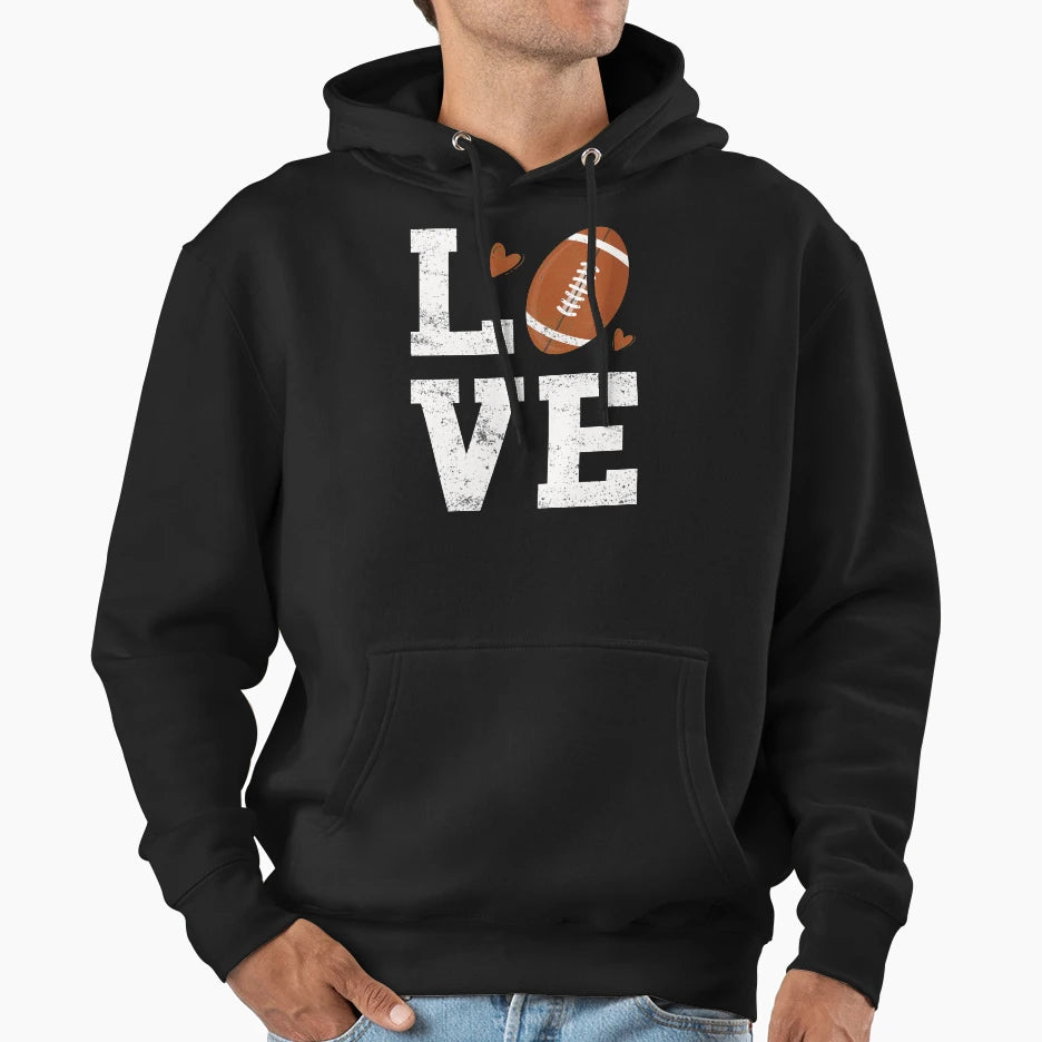 Love Football Hoodie - Graphic Print Unisex - T-Shirt, Sweatshirt, Hoodie