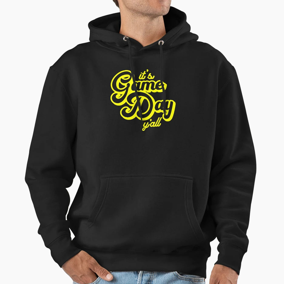 Yellow And Black Its Game Day Yall Hoodie - Custom Art Print Unisex - T-Shirt, Sweatshirt, Hoodie