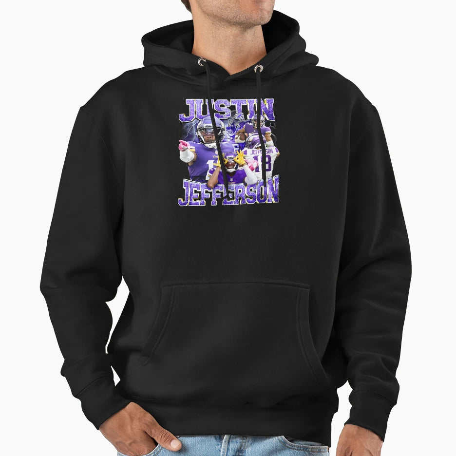 Justins Jeffersons Football Player Hoodie - Graphic Print Men Women - T-Shirt, Sweatshirt, Hoodie