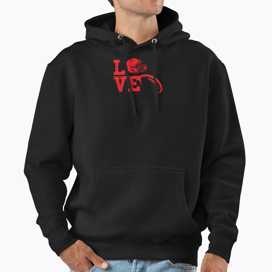 I Love American Football Hoodie - Fun Novelty Design Men Women - T-Shirt, Sweatshirt, Hoodie