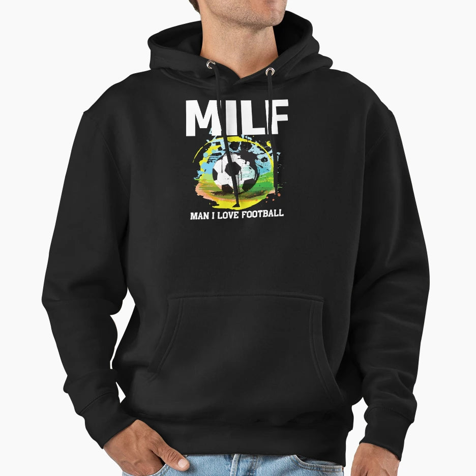 Milf I Love Football Funny Milf Hoodie - Casual Everyday Wear for Adults - T-Shirt, Sweatshirt, Hoodie