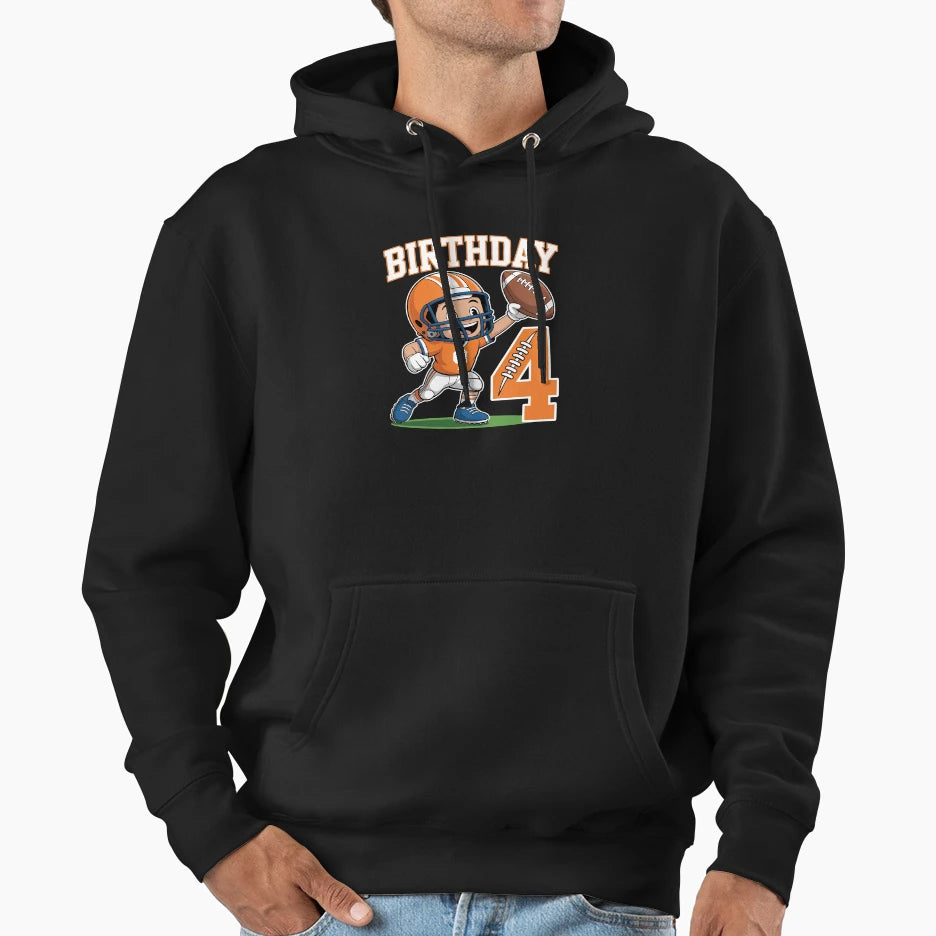 4Th Birthday Football Player Dabbing 4 Hoodie - Trendy Graphic Men Women - T-Shirt, Sweatshirt, Hoodie