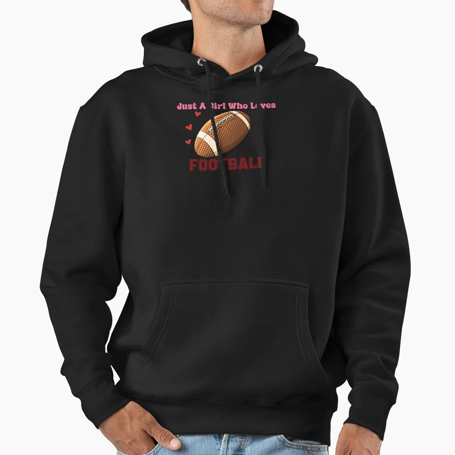 Just Who Loves Football Funny Hoodie - Minimalist Print for Adults - T-Shirt, Sweatshirt, Hoodie