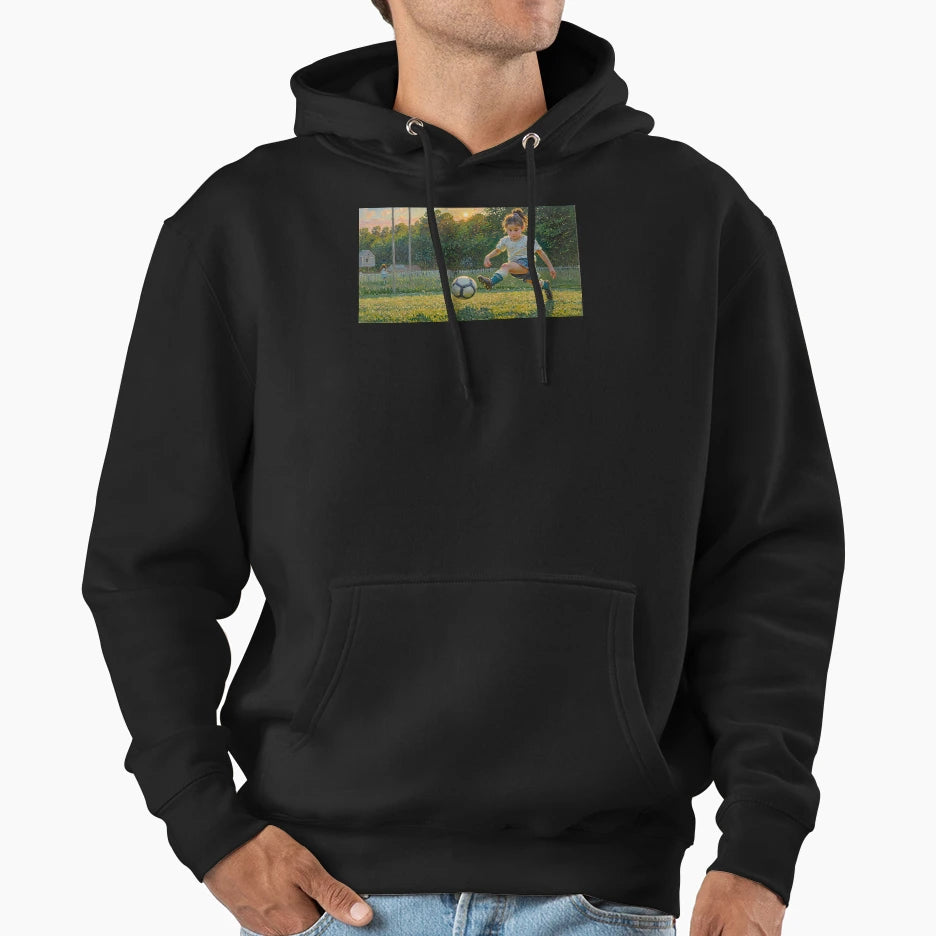 Little Playing Football Hoodie - Trendy Graphic Unisex - T-Shirt, Sweatshirt, Hoodie
