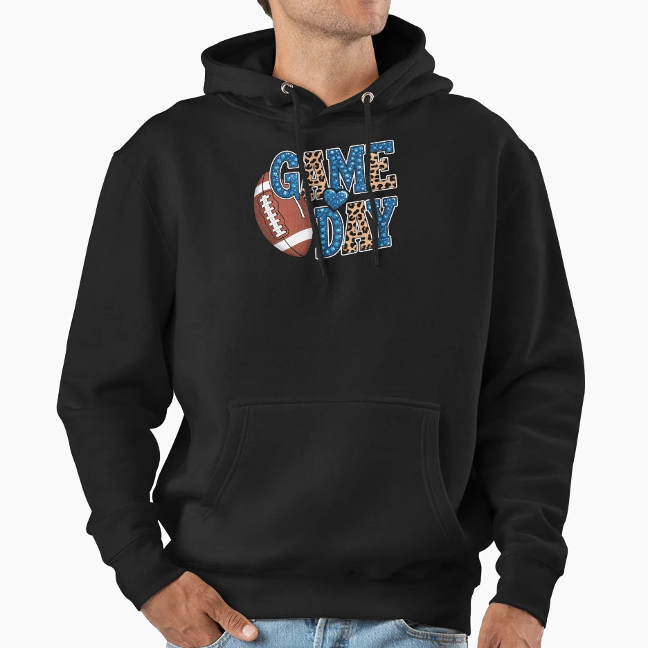Game Day Leopard Football Hoodie - Graphic Print for Adults - T-Shirt, Sweatshirt, Hoodie