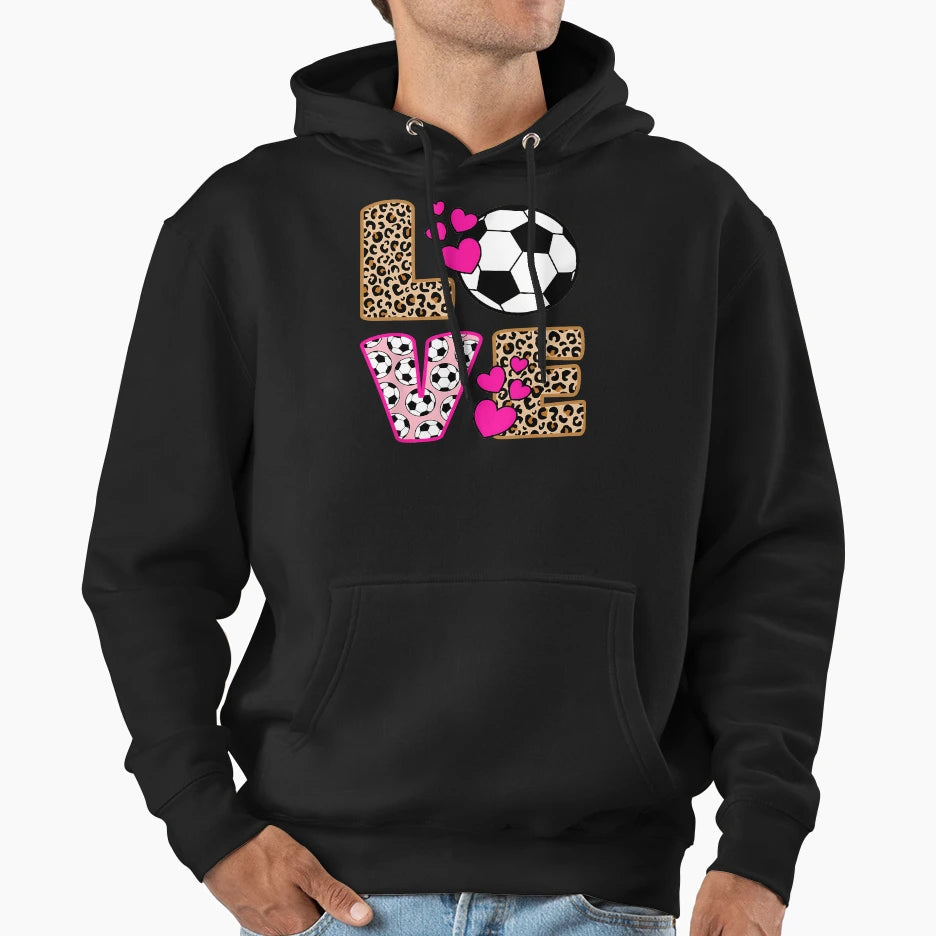 Love Soccer Leopard Soccer Hoodie - Minimalist Print Unisex - T-Shirt, Sweatshirt, Hoodie