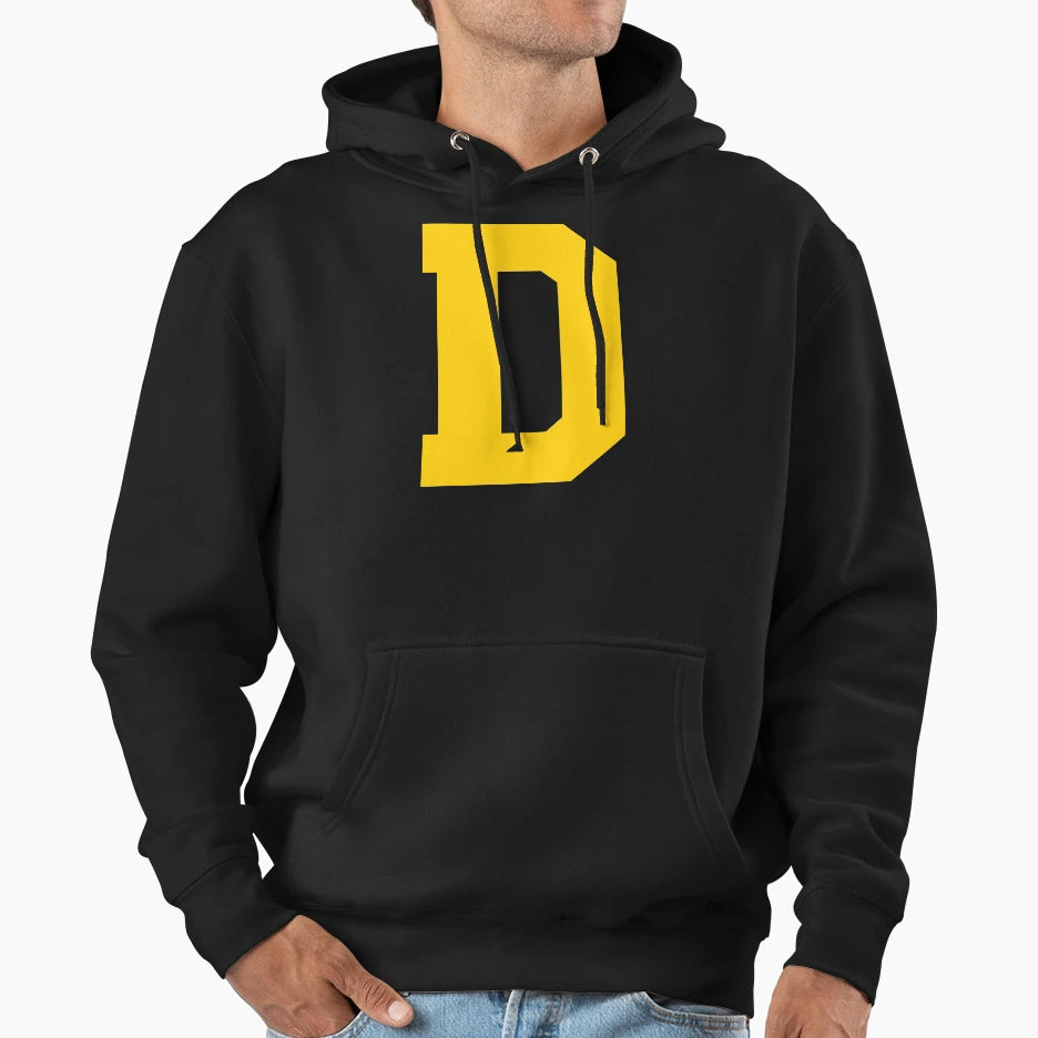 Alphabet Yellow D Sports Letter D Hoodie - Graphic Print Unisex - T-Shirt, Sweatshirt, Hoodie