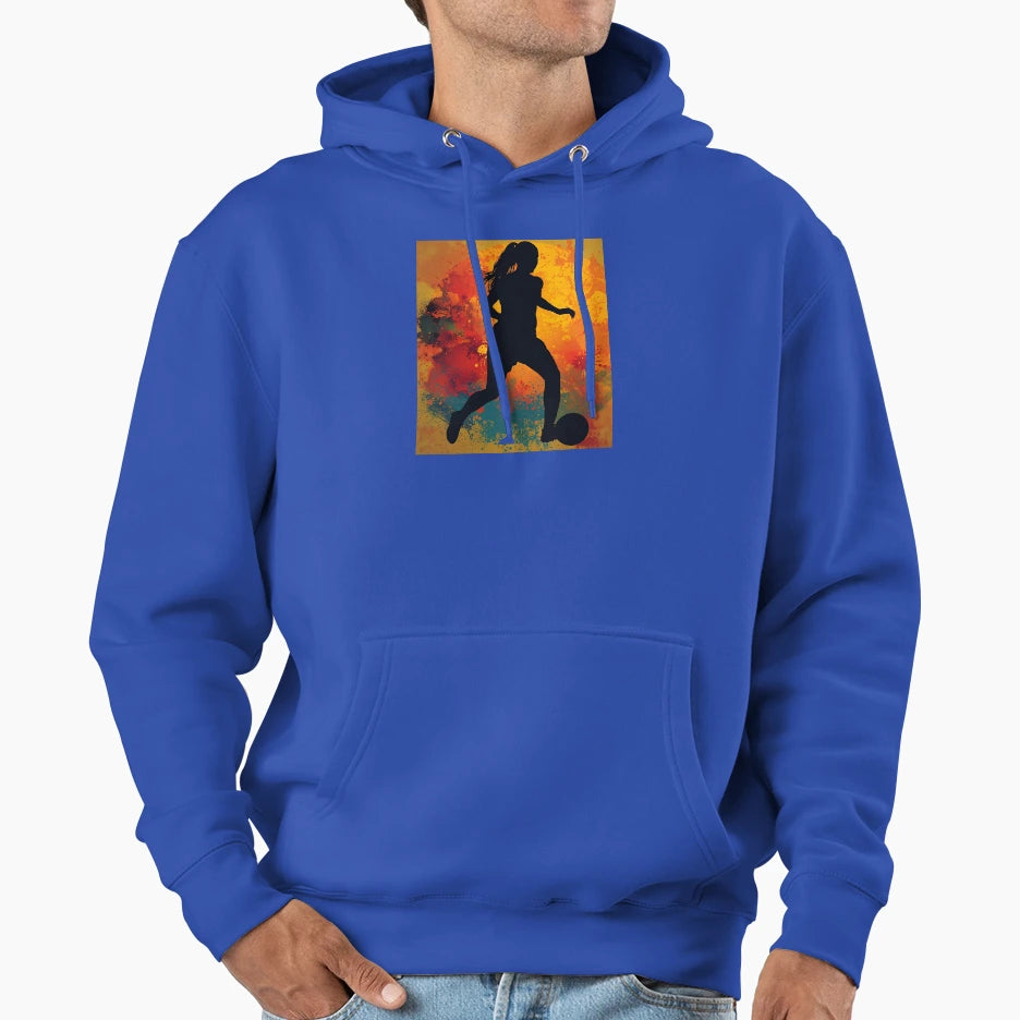 Soccer Player Silhouette Sports Art Hoodie - Custom Art Print Men Women - T-Shirt, Sweatshirt, Hoodie