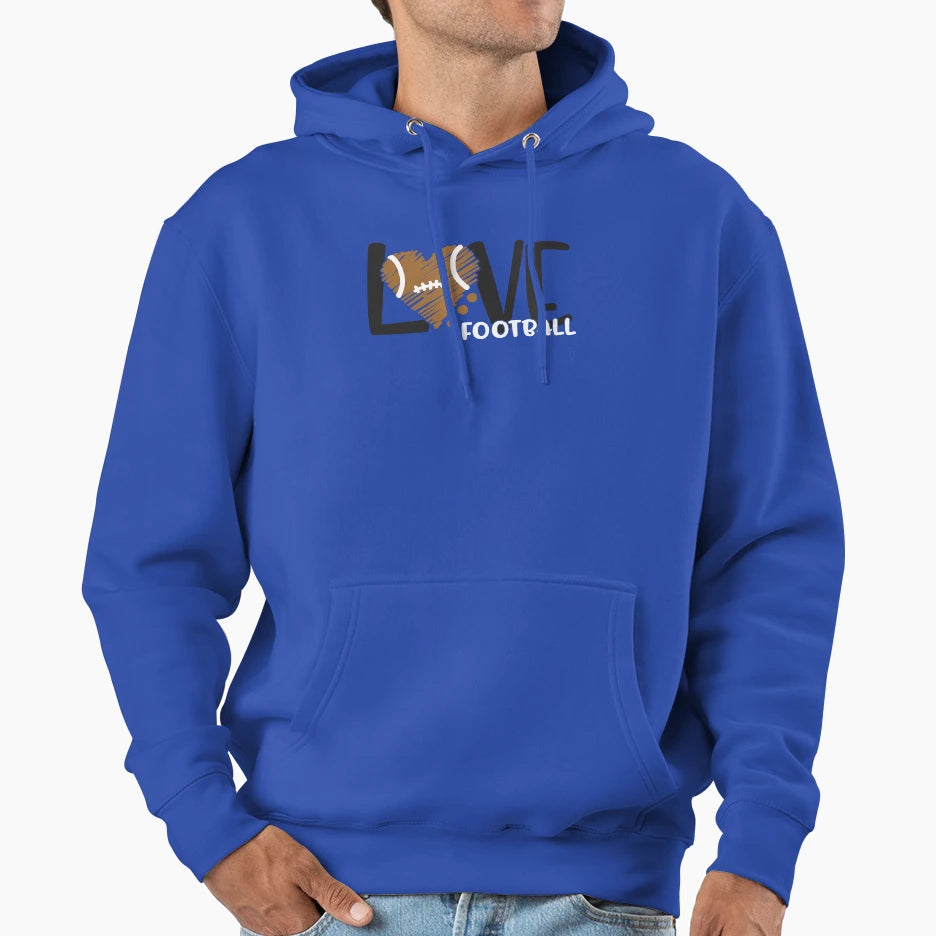 Love Football Hoodie - Fun Novelty Design Men Women - T-Shirt, Sweatshirt, Hoodie