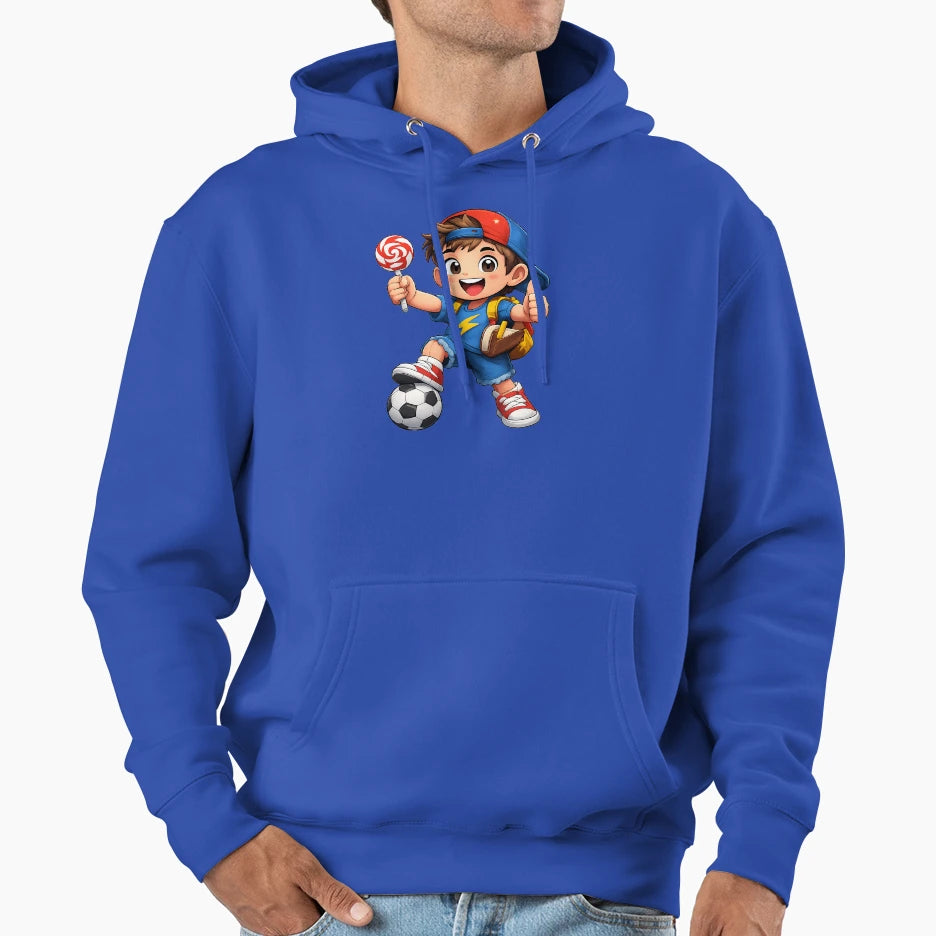 Excited Soccer And Lollipop Hoodie - Novelty Apparel Unisex - T-Shirt, Sweatshirt, Hoodie