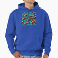 Footballs Aqua Black Damask Hoodie - Novelty Apparel Men Women - T-Shirt, Sweatshirt, Hoodie