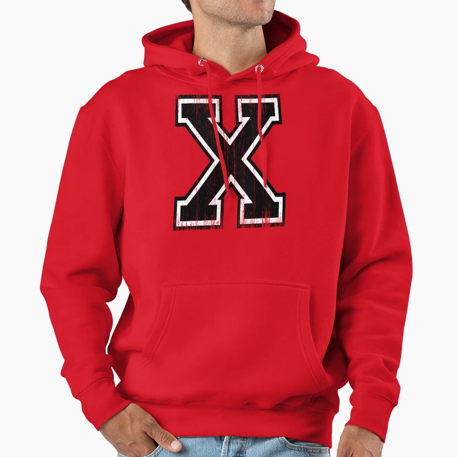 Big Varsity Letter X Hoodie - Fun Novelty Design for Adults - T-Shirt, Sweatshirt, Hoodie