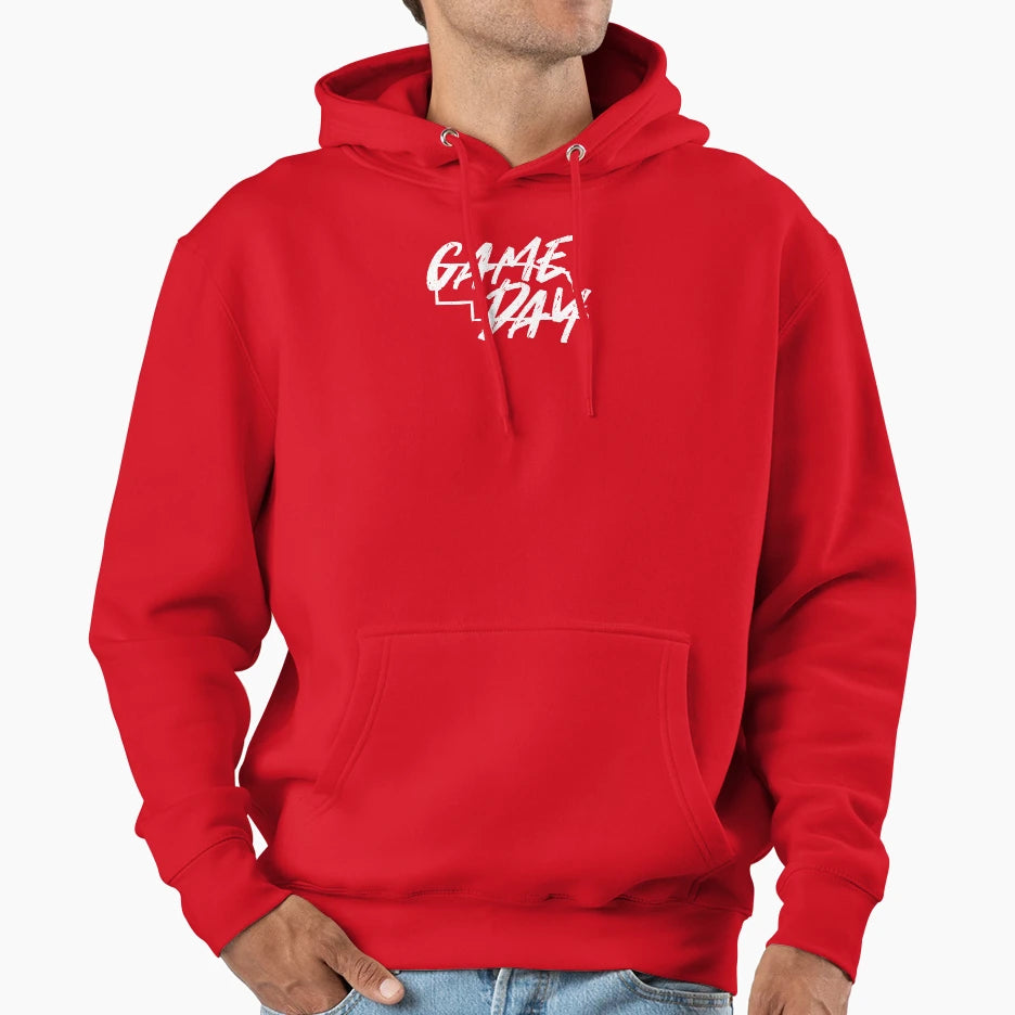 Football Volleyball Nebraska Game Day White Hoodie - Novelty Apparel Unisex - T-Shirt, Sweatshirt, Hoodie