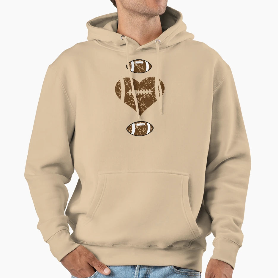 Valentines Heart Football Hoodie - Aesthetic Graphic for Adults - T-Shirt, Sweatshirt, Hoodie