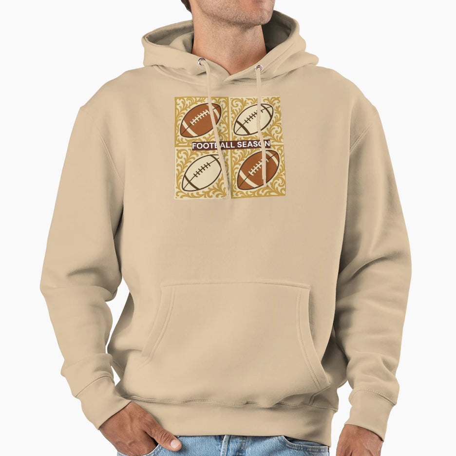Football Season Baroque Hoodie - Minimalist Print for Adults - T-Shirt, Sweatshirt, Hoodie