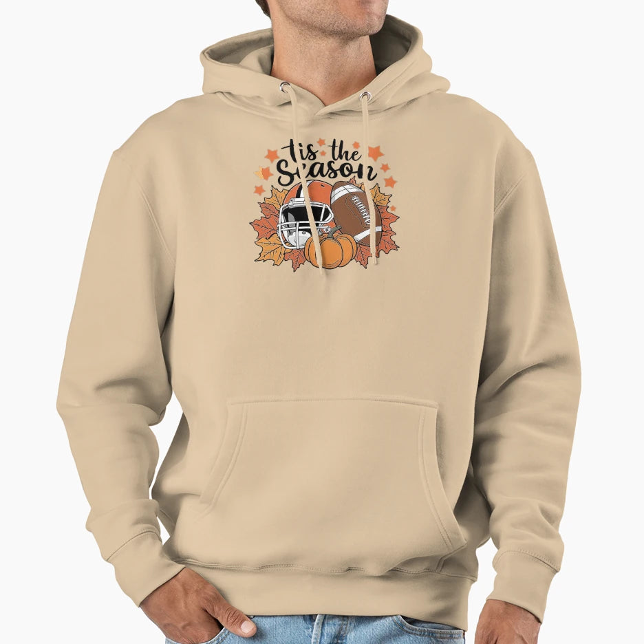 Fall Football Season Tis Season Hoodie - Novelty Apparel for Adults - T-Shirt, Sweatshirt, Hoodie