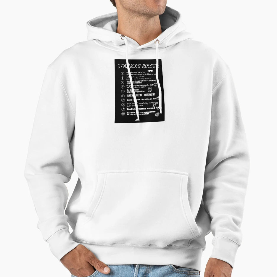 Fathers Rules Black Hoodie - Minimalist Print for Adults - T-Shirt, Sweatshirt, Hoodie