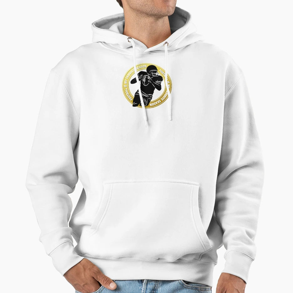 Football Is My Favorite Season Word Gold Hoodie - Unique Graphic Unisex - T-Shirt, Sweatshirt, Hoodie